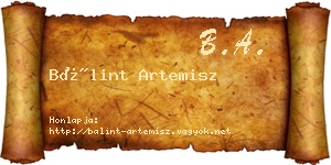 Bálint Artemisz névjegykártya